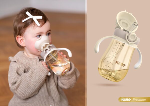 Neno Mio2 Bočica sa slamkom i ručkama 280ml - Cream - Image 2