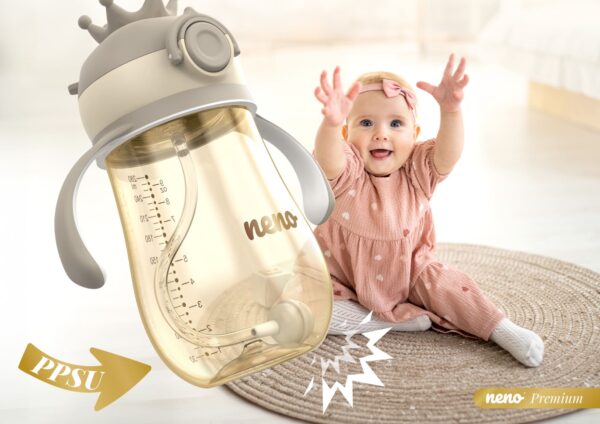 Neno Mio2 Bočica sa slamkom i ručkama 280ml - Cream - Image 4