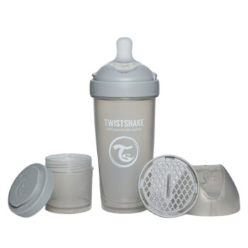 Twistshake Pro Double Anti-Colic flašica 330ml, 0m+ Pastel Grey