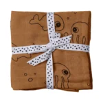 Done by Deer Komplet 2 swaddle pamučne pelene 120×120 - Sea friends Mustard