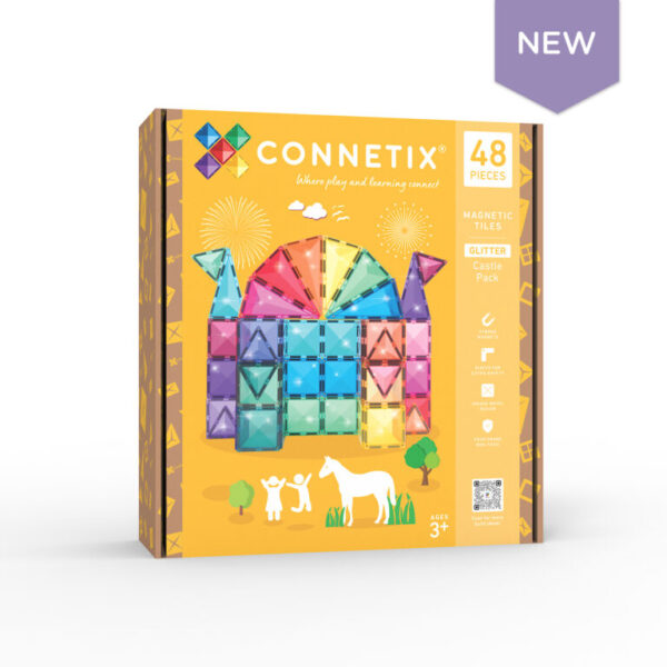 connetix tiles – glitter castle set (48 kom) Connetix Tiles – Pastel Glitter Castle set (48 kom) - Image 1