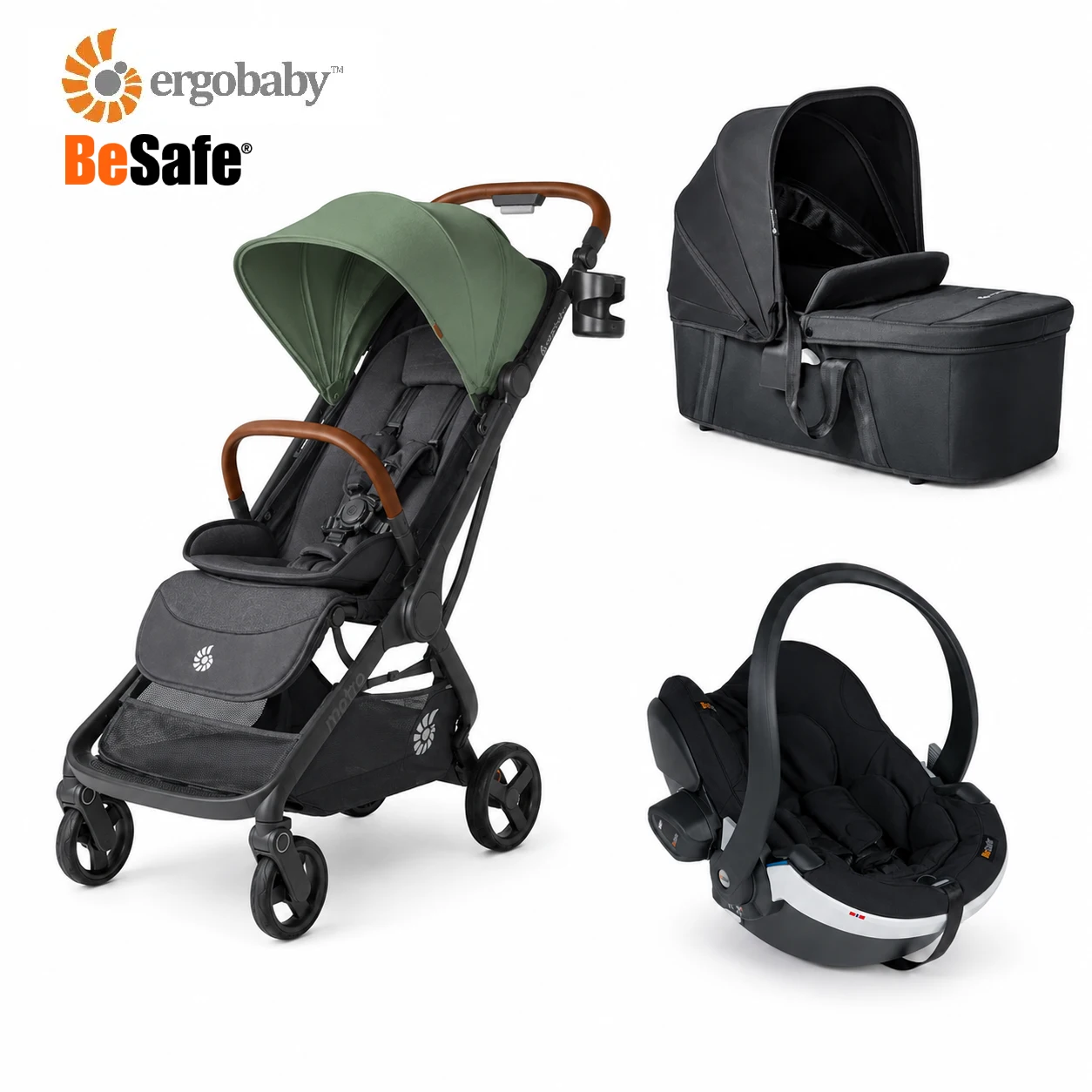 ergobaby metro 3 deluxe kolica 3u1 – willow green Ergobaby Metro 3 Deluxe kolica 3u1 – Willow Green - Image 1