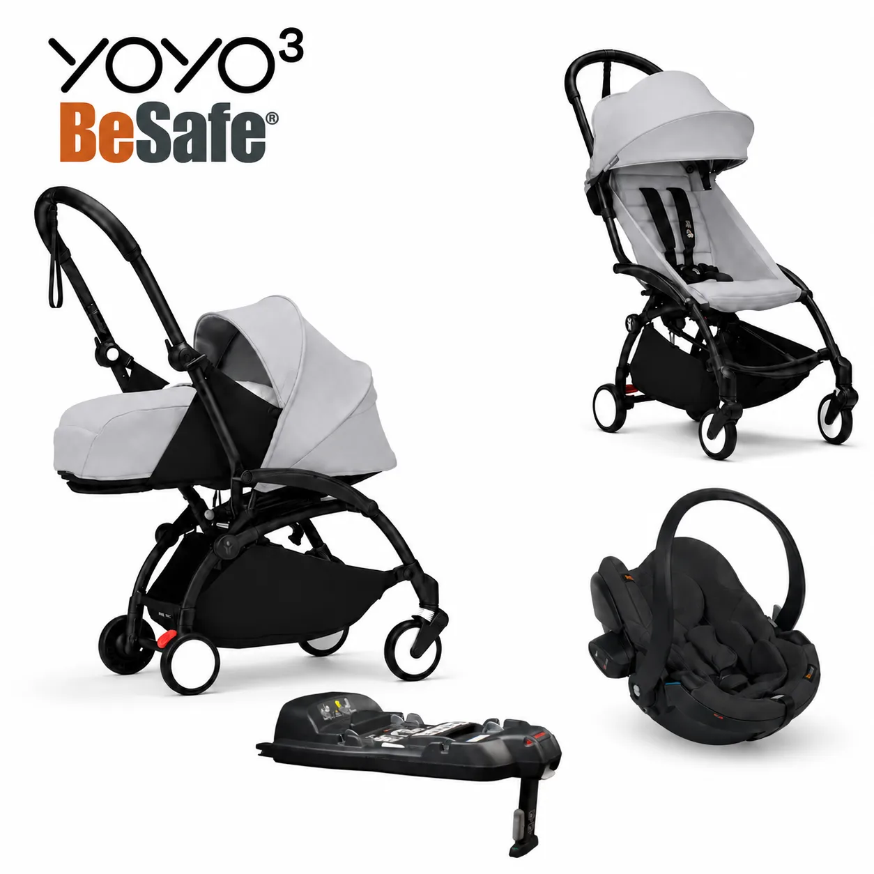stokke yoyo³ kolica 4u1 sa sklopivom košarom – black/stone Stokke YOYO³ kolica 4u1 sa sklopivom košarom – Black/Stone - Image 1