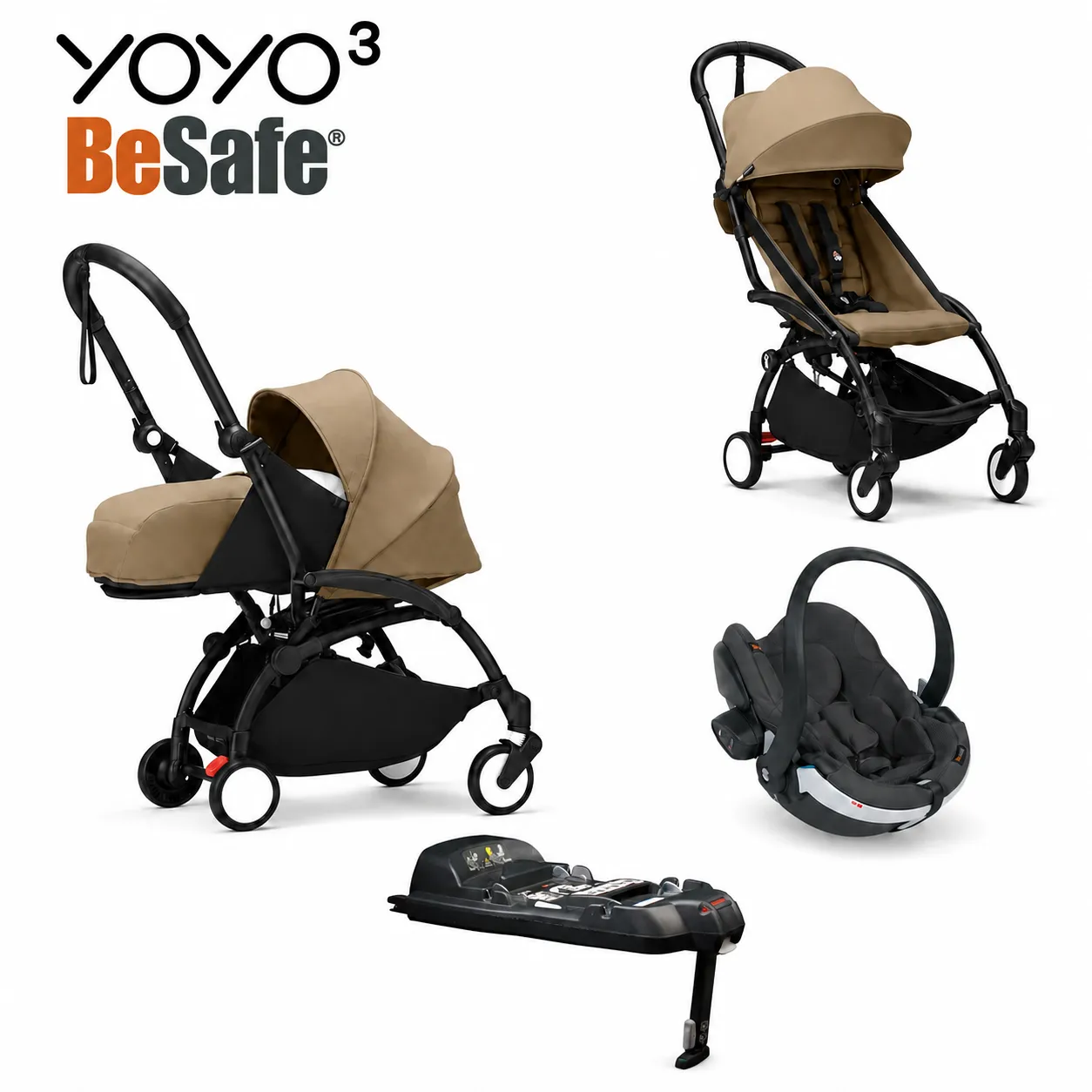 stokke yoyo³ kolica 4u1 sa sklopivom košarom – black/taupe Stokke YOYO³ kolica 4u1 sa sklopivom košarom – Black/Taupe - Image 1
