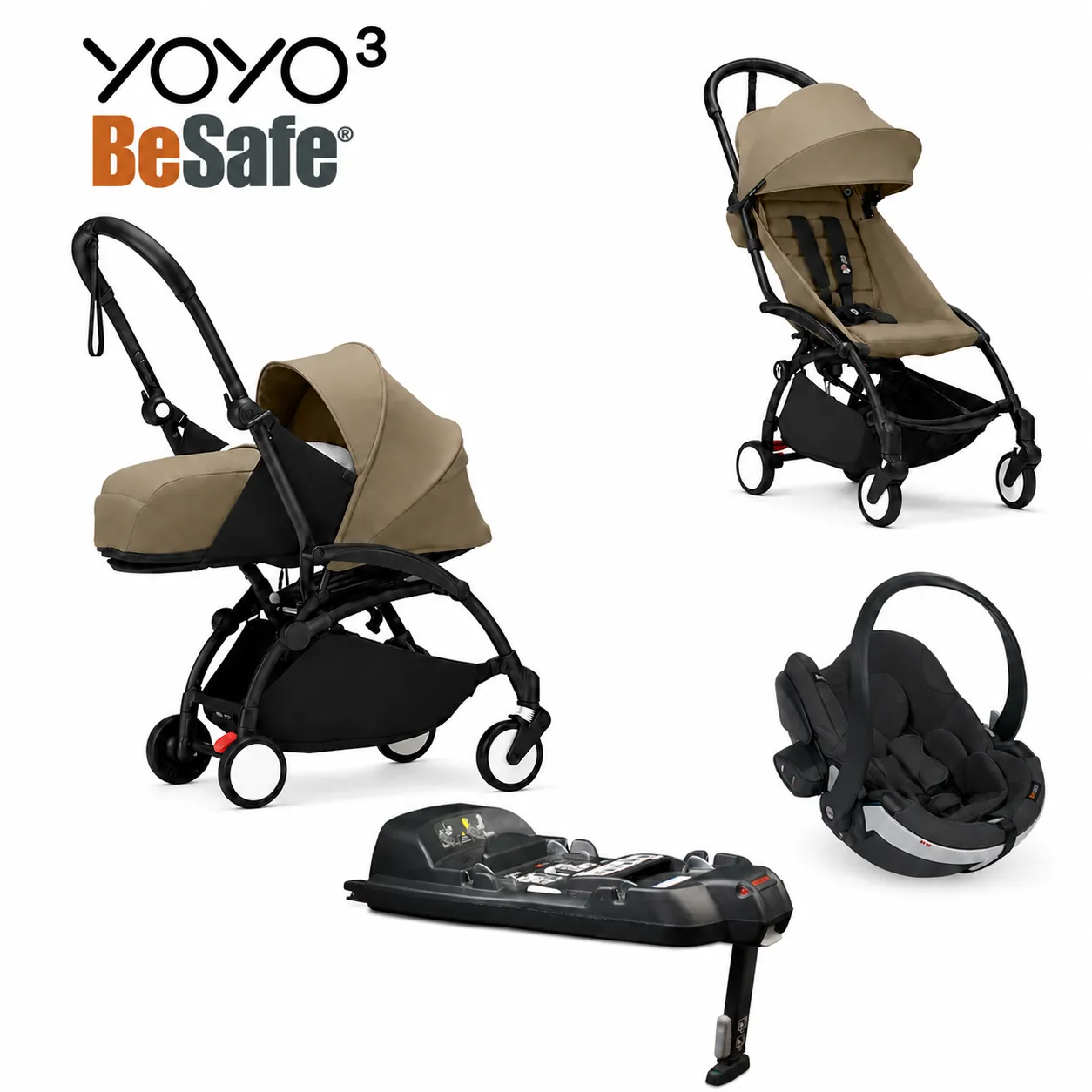 stokke yoyo³ kolica 4u1 sa sklopivom košarom – black/toffee Stokke YOYO³ kolica 4u1 sa sklopivom košarom – Black/Toffee - Image 1