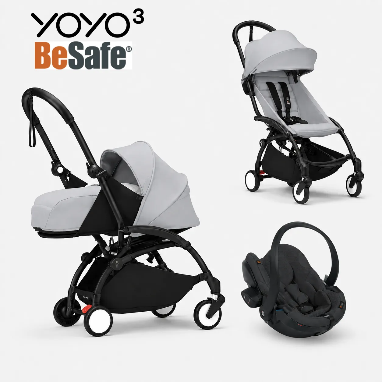 stokke yoyo³ kolica 3u1 sa sklopivom košarom – black/stone Stokke YOYO³ kolica 3u1 sa sklopivom košarom – Black/Stone - Image 1