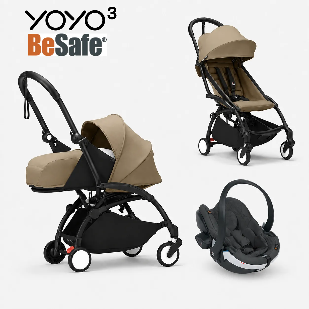 stokke yoyo³ kolica 3u1 sa sklopivom košarom – black/toffee Stokke YOYO³ kolica 3u1 sa sklopivom košarom – Black/Toffee - Image 1