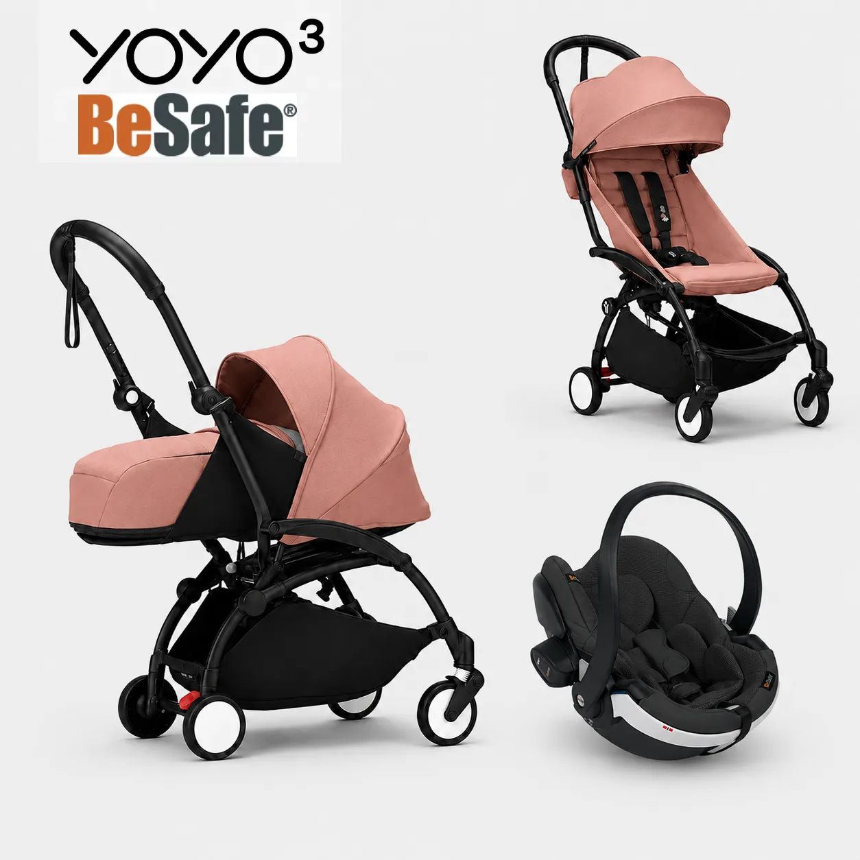 stokke yoyo³ kolica 3u1 sa sklopivom košarom – black/ginger Stokke YOYO³ kolica 3u1 sa sklopivom košarom – Black/Ginger - Image 1