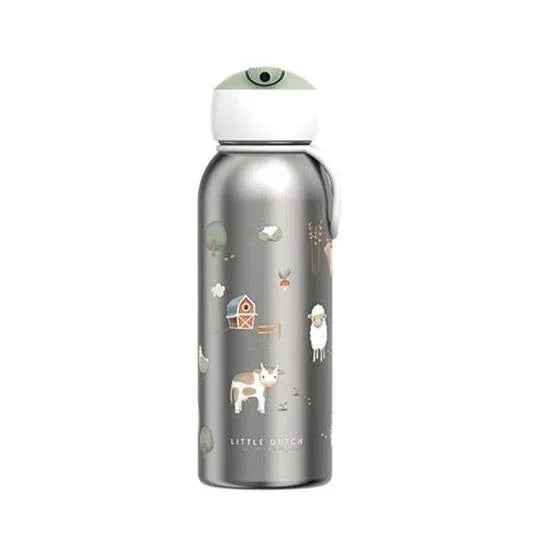 little dutch inox flip up boca 350 ml little farm Little Dutch inox Flip-Up boca 350 ml - Little Farm - Image 1