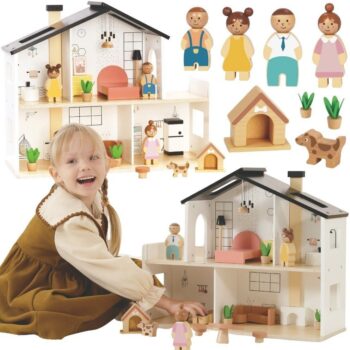 Tooky Toy drvena kuća za lutke – 20 dijelova