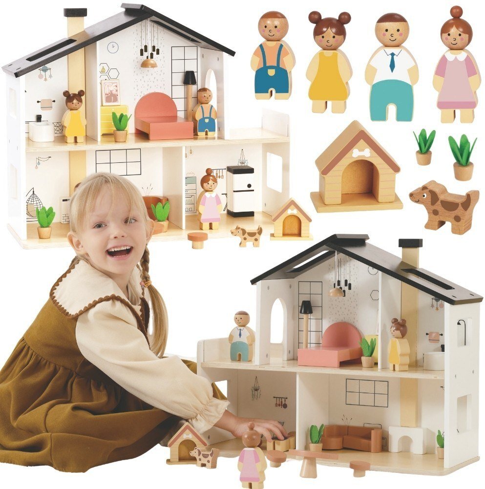 tooky toy drvena kuća za lutke – 20 dijelova Tooky Toy drvena kuća za lutke – 20 dijelova