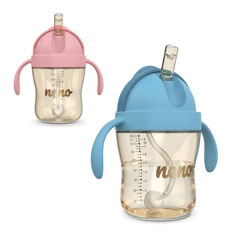 neno bebesito blue – bočica sa slamkom i utegom 240 ml (6m+) Neno Bebesito Blue – bočica sa slamkom i ručkama 240 ml (6m+) - Image 1